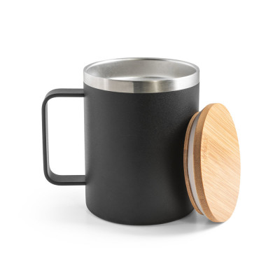 LAUDA. Mug in 90 recycled stainless steel with bamboo lid 420 mL